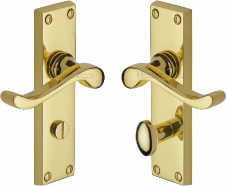 Click Here To Enlarge This Photo Of V815-PB Heritage Brass Door Handle For Bathroom Bedford Design Polished Brass Finish