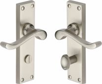V815-SN Heritage Brass Door Handle For Bathroom Bedford Design Satin Nickel Finish