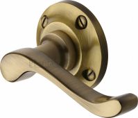 V820-AT Heritage Brass Door Handle Lever Latch on Round Rose Bedford Design Antique Brass Finish