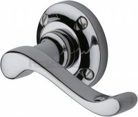 V820-PC Heritage Brass Door Handle Lever Latch on 57mm Round Rose Bedford Design Polished Chrome Finish