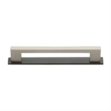 Click Here To Enlarge This Photo Of PL0337 160-BSN Heritage Brass Cabinet Pull Metro Design with Plate 160mm ctc Matt Bronze/Satin Nickel Finish
