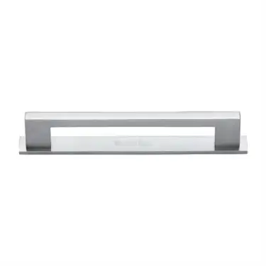 Click Here To Enlarge This Photo Of PL0337 160-SC Heritage Brass Cabinet Pull Metro Design with Plate 160mm ctc Satin Chrome Finish