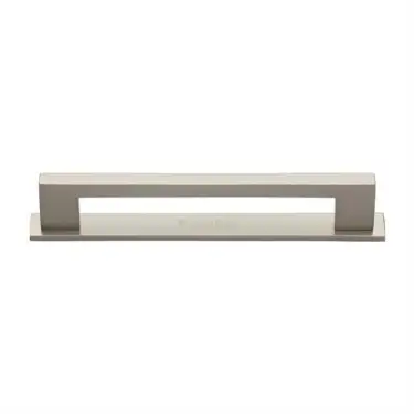 Click Here To Enlarge This Photo Of PL0337 160-SN Heritage Brass Cabinet Pull Metro Design with Plate 160mm ctc Satin Nickel Finish