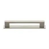 PL0337 160-SN Heritage Brass Cabinet Pull Metro Design with Plate 160mm ctc Satin Nickel Finish