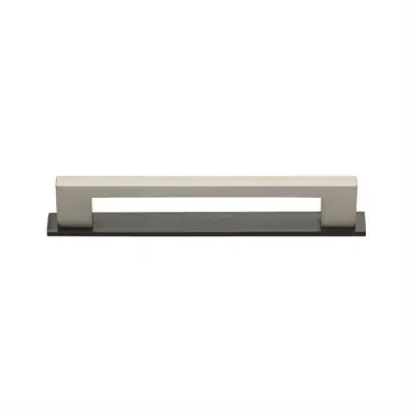 Click Here To Enlarge This Photo Of PL0337 96-BSN Heritage Brass Cabinet Pull Metro Design with Plate 96mm ctc Matt Bronze/Satin Nickel Finish