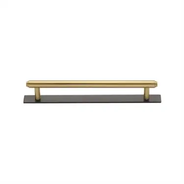 Click Here To Enlarge This Photo Of PL4410 128-BSB Heritage Brass Cabinet Pull Step Design with Plate 128mm ctc Matt Bronze/Satin Brass Finish