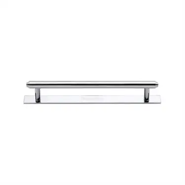 Click Here To Enlarge This Photo Of PL4410 128-PC Heritage Brass Cabinet Pull Step Design with Plate 128mm ctc Polished Chrome Finish