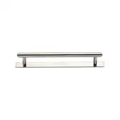 PL4410 128-PNF Heritage Brass Cabinet Pull Step Design with Plate 128mm ctc Polished Nickel Finish