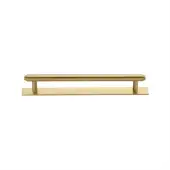 PL4410 128-SB Heritage Brass Cabinet Pull Step Design with Plate 128mm ctc Satin Brass Finish