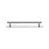 PL4410 128-SC Heritage Brass Cabinet Pull Step Design with Plate 128mm ctc Satin Chrome Finish