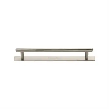 Click Here To Enlarge This Photo Of PL4410 128-SN Heritage Brass Cabinet Pull Step Design with Plate 128mm ctc Satin Nickel Finish