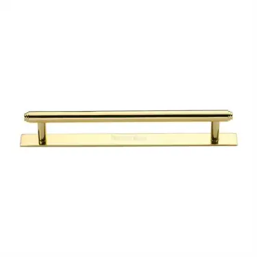 Click Here To Enlarge This Photo Of PL4410 160-PB Heritage Brass Cabinet Pull Step Design with Plate 160mm ctc Polished Brass Finish
