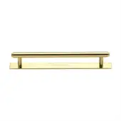 PL4410 160-PB Heritage Brass Cabinet Pull Step Design with Plate 160mm ctc Polished Brass Finish