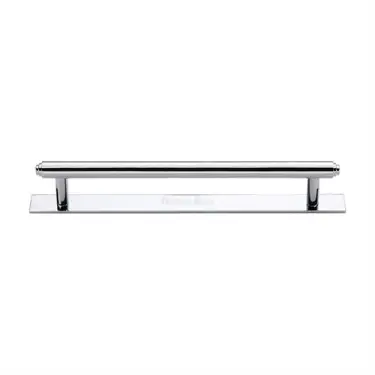 Click Here To Enlarge This Photo Of PL4410 160-PC Heritage Brass Cabinet Pull Step Design with Plate 160mm ctc Polished Chrome Finish