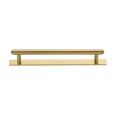 Click Here To Enlarge This Photo Of PL4410 160-SB Heritage Brass Cabinet Pull Step Design with Plate 160mm ctc Satin Brass Finish