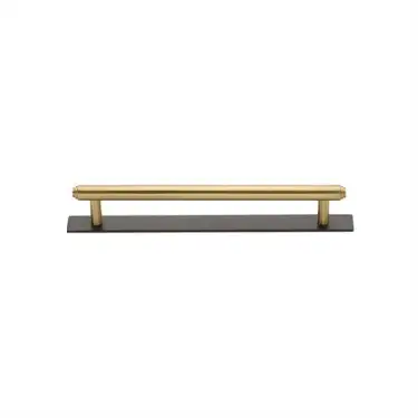 Click Here To Enlarge This Photo Of PL4410 96-BSB Heritage Brass Cabinet Pull Step Design with Plate 96mm ctc Matt Bronze/Satin Brass Finish