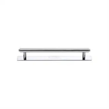 Click Here To Enlarge This Photo Of PL4410 96-PC Heritage Brass Cabinet Pull Step Design with Plate 96mm ctc Polished Chrome Finish