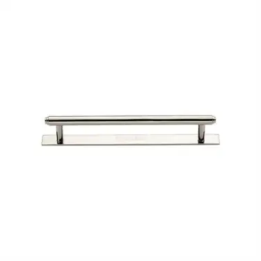 Click Here To Enlarge This Photo Of PL4410 96-PNF Heritage Brass Cabinet Pull Step Design with Plate 96mm ctc Polished Nickel Finish