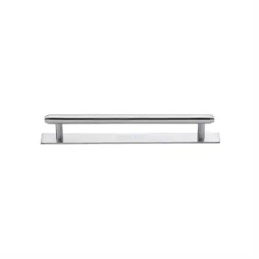 Click Here To Enlarge This Photo Of PL4410 96-SC Heritage Brass Cabinet Pull Step Design with Plate 96mm ctc Satin Chrome Finish