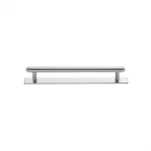 PL4410 96-SC Heritage Brass Cabinet Pull Step Design with Plate 96mm ctc Satin Chrome Finish