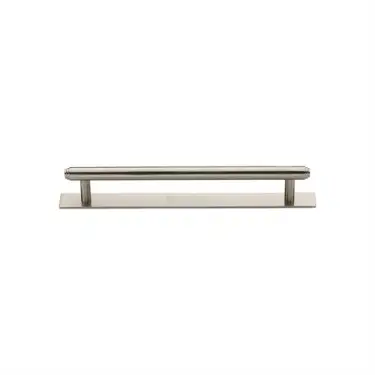 Click Here To Enlarge This Photo Of PL4410 96-SN Heritage Brass Cabinet Pull Step Design with Plate 96mm ctc Satin Nickel Finish