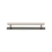 PL4422 128-BSN Heritage Brass Cabinet Pull Hexagonal Design with Plate 128mm ctc Matt Bronze/Satin Nickel Finish