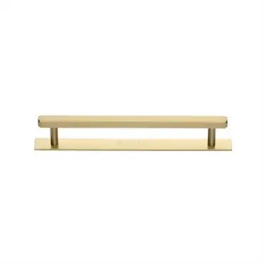 Click Here To Enlarge This Photo Of PL4422 128-SB Heritage Brass Cabinet Pull Hexagonal Design with Plate 128mm ctc Satin Brass Finish