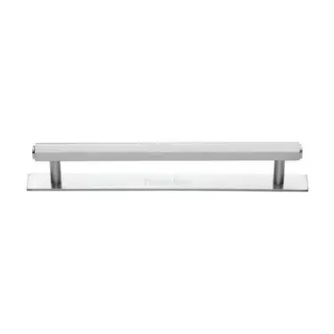 Click Here To Enlarge This Photo Of PL4422 160-SC Heritage Brass Cabinet Pull Hexagonal Design with Plate 160mm ctc Satin Chrome Finish