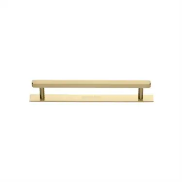 Click Here To Enlarge This Photo Of PL4422 96-SB Heritage Brass Cabinet Pull Hexagonal Design with Plate 96mm ctc Satin Brass Finish