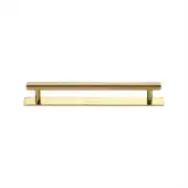 PL4458 128-PB Heritage Brass Cabinet Pull Knurled Design with Plate 128mm ctc Polished Brass Finish