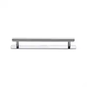 PL4458 128-PC Heritage Brass Cabinet Pull Knurled Design with Plate 128mm ctc Polished Chrome Finish