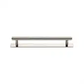 PL4458 128-PNF Heritage Brass Cabinet Pull Knurled Design with Plate 128mm ctc Polished Nickel Finish