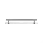 PL4458 128-SC Heritage Brass Cabinet Pull Knurled Design with Plate 128mm ctc Satin Chrome Finish