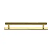 PL4458 160-PB Heritage Brass Cabinet Pull Knurled Design with Plate 160mm ctc Polished Brass Finish