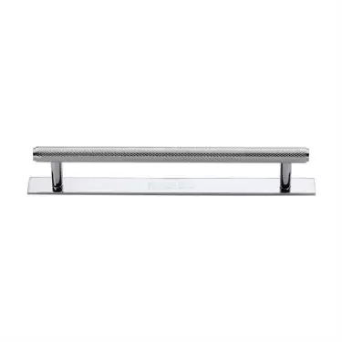 Click Here To Enlarge This Photo Of PL4458 160-PC Heritage Brass Cabinet Pull Knurled Design with Plate 160mm ctc Polished Chrome Finish