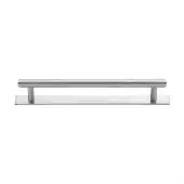 PL4458 160-SC Heritage Brass Cabinet Pull Knurled Design with Plate 160mm ctc Satin Chrome Finish