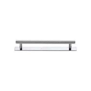 Click Here To Enlarge This Photo Of PL4458 96-PC Heritage Brass Cabinet Pull Knurled Design with Plate 96mm ctc Polished Chrome Finish