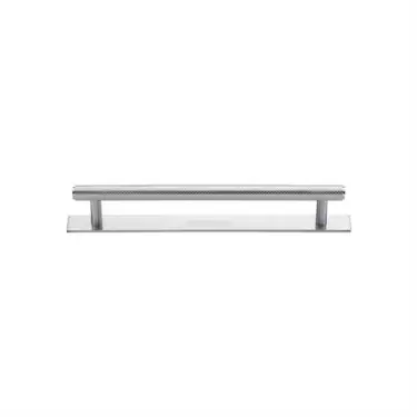 Click Here To Enlarge This Photo Of PL4458 96-SC Heritage Brass Cabinet Pull Knurled Design with Plate 96mm ctc Satin Chrome Finish