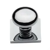 SQ113-PC Heritage Brass Cabinet Knob Victorian Round Design with Square Backplate 32mm Polished Chrome finish
