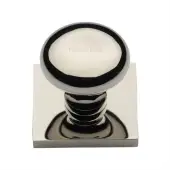 SQ113-PNF Heritage Brass Cabinet Knob Victorian Round Design with Square Backplate 32mm Polished Nickel finish