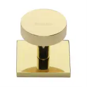 SQ3880-PB Heritage Brass Cabinet Knob Disc Design with Square Backplate 32mm Polished Brass finish