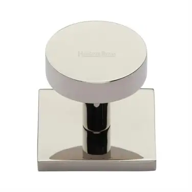 Click Here To Enlarge This Photo Of SQ3880-PNF Heritage Brass Cabinet Knob Disc Design with Square Backplate 32mm Polished Nickel finish