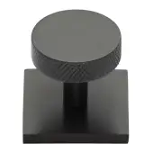 SQ3884-MB Heritage Brass Cabinet Knob Disc Knurled Design with Square Backplate 32mm Matt Bronze finish