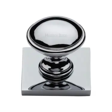Click Here To Enlarge This Photo Of SQ3950-PC Heritage Brass Cabinet Knob Domed Design with Square Backplate 32mm Polished Chrome finish