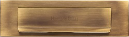 Click Here To Enlarge This Photo Of V842-AT Heritage Brass Gravity Letterplate Antique Brass Finish