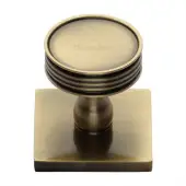 SQ4547-AT Heritage Brass Cabinet Knob Venetian Design with Square Backplate 32mm Antique Brass finish