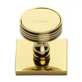SQ4547-PB Heritage Brass Cabinet Knob Venetian Design with Square Backplate 32mm Polished Brass finish