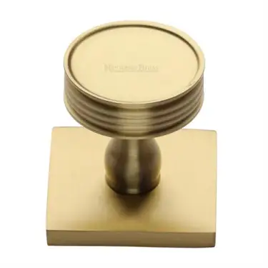 Click Here To Enlarge This Photo Of SQ4547-SB Heritage Brass Cabinet Knob Venetian Design with Square Backplate 32mm Satin Brass finish