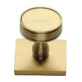 SQ4547-SB Heritage Brass Cabinet Knob Venetian Design with Square Backplate 32mm Satin Brass finish