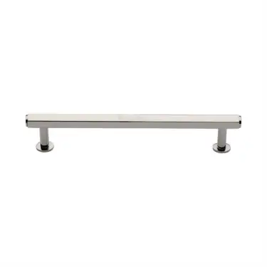 Click Here To Enlarge This Photo Of V4423 160-PNF Heritage Brass Cabinet Pull Hexagon Design with 16mm Rose 160mm ctc Polished Nickel finish
